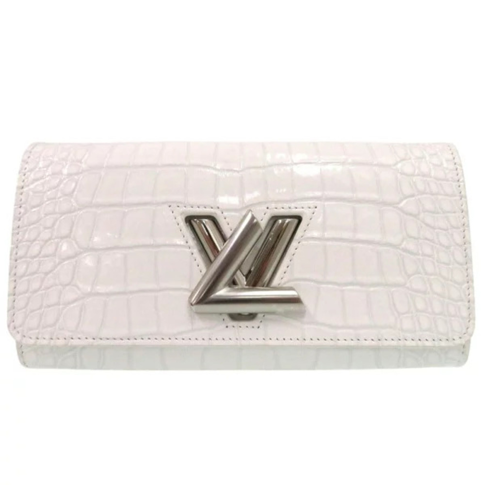 Louis Vuitton Portefeuille Twist Long Wallet Crocodile White LV